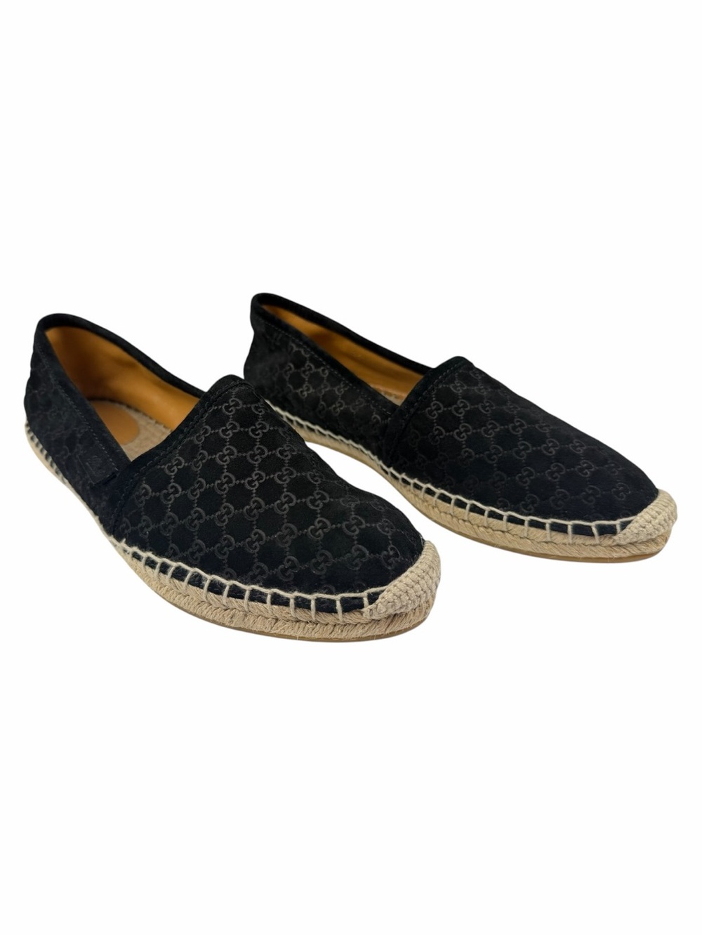 Gucci Microguccissima Pattern Suede Slip-On Espadrilles Flats In Black Size 37.5 - Picture 6 of 13